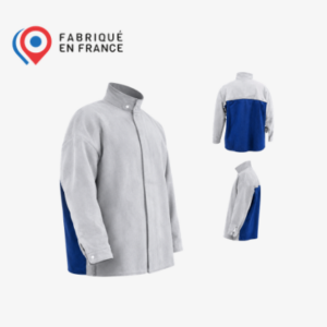 Blouson de soudeur en cuir croûte bovin naturelle et toile ignifugée Proban®